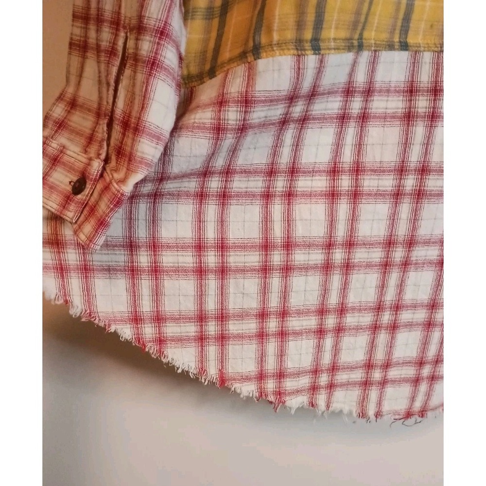 Easel Patchwork Plaid Button Down Boho Oversized … - image 7